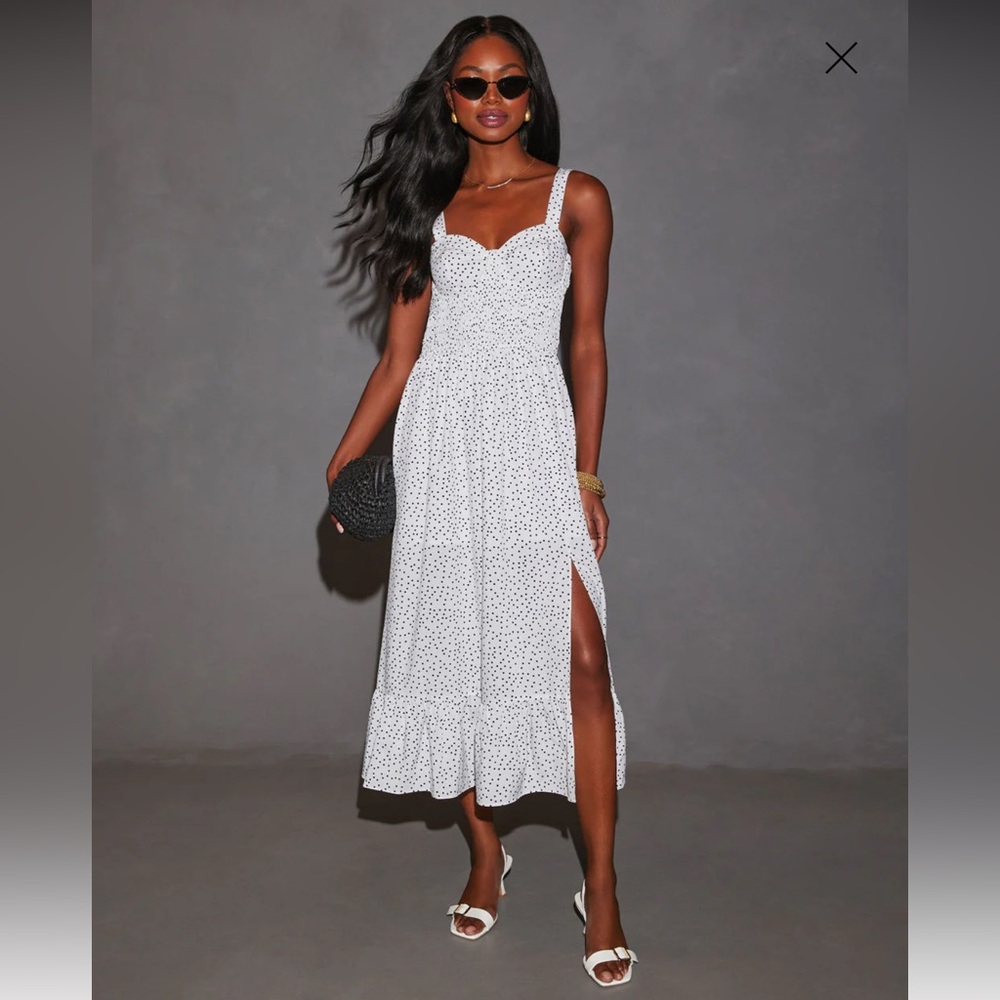 Anamaria Polka Dot Corset Midi Dress